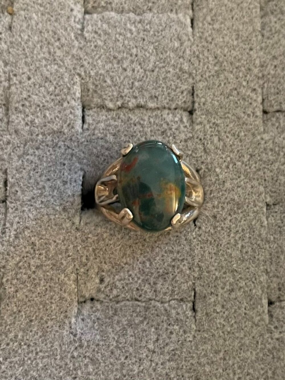Sterling Silver Ring Bloodstone Size 5.75 Minimalist Boho Anthropologie $125